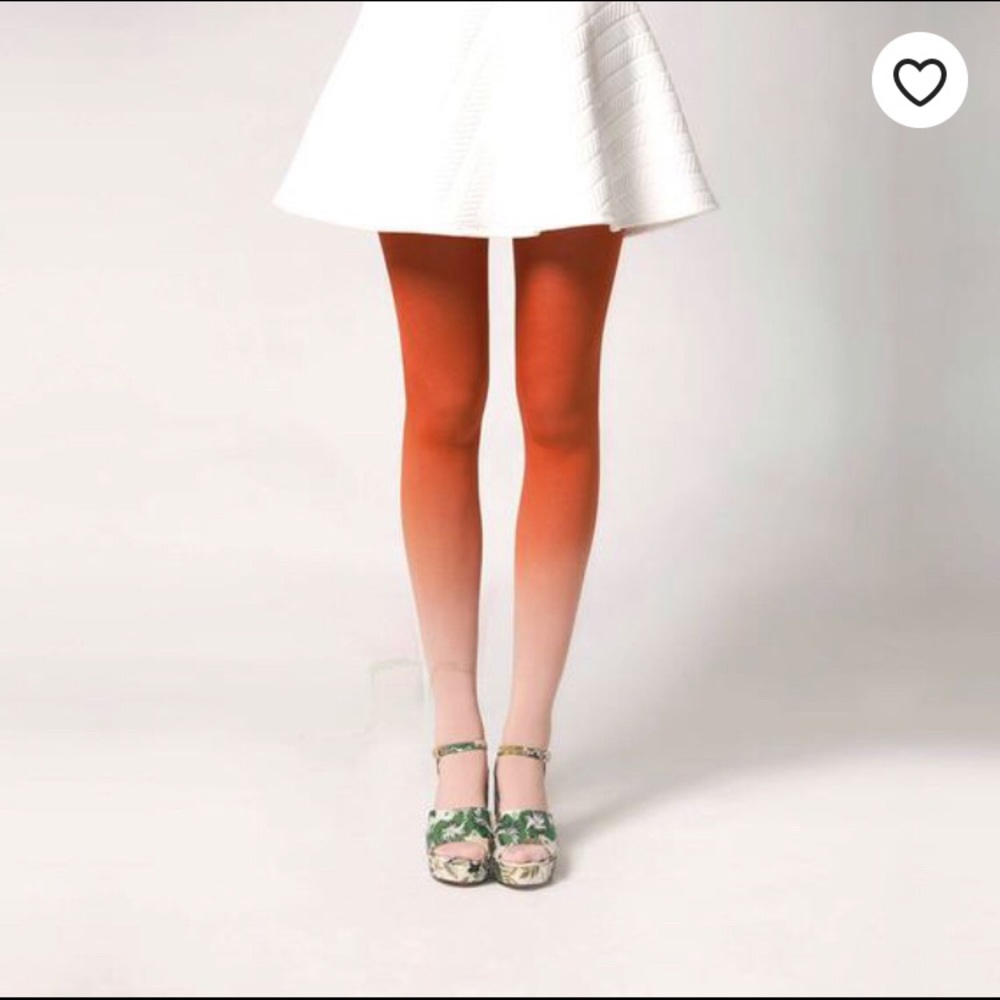 Hand-dyed orange ombre tights